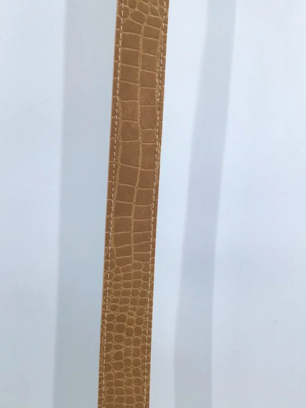 Vintage 1980s Women's Faux Crocskin Snakeskin Belt Vegan Leather Sz 16 18 Tan